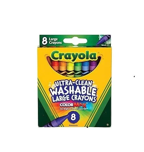 Crayola Washable Crayons, Large, 8 Colors/Box